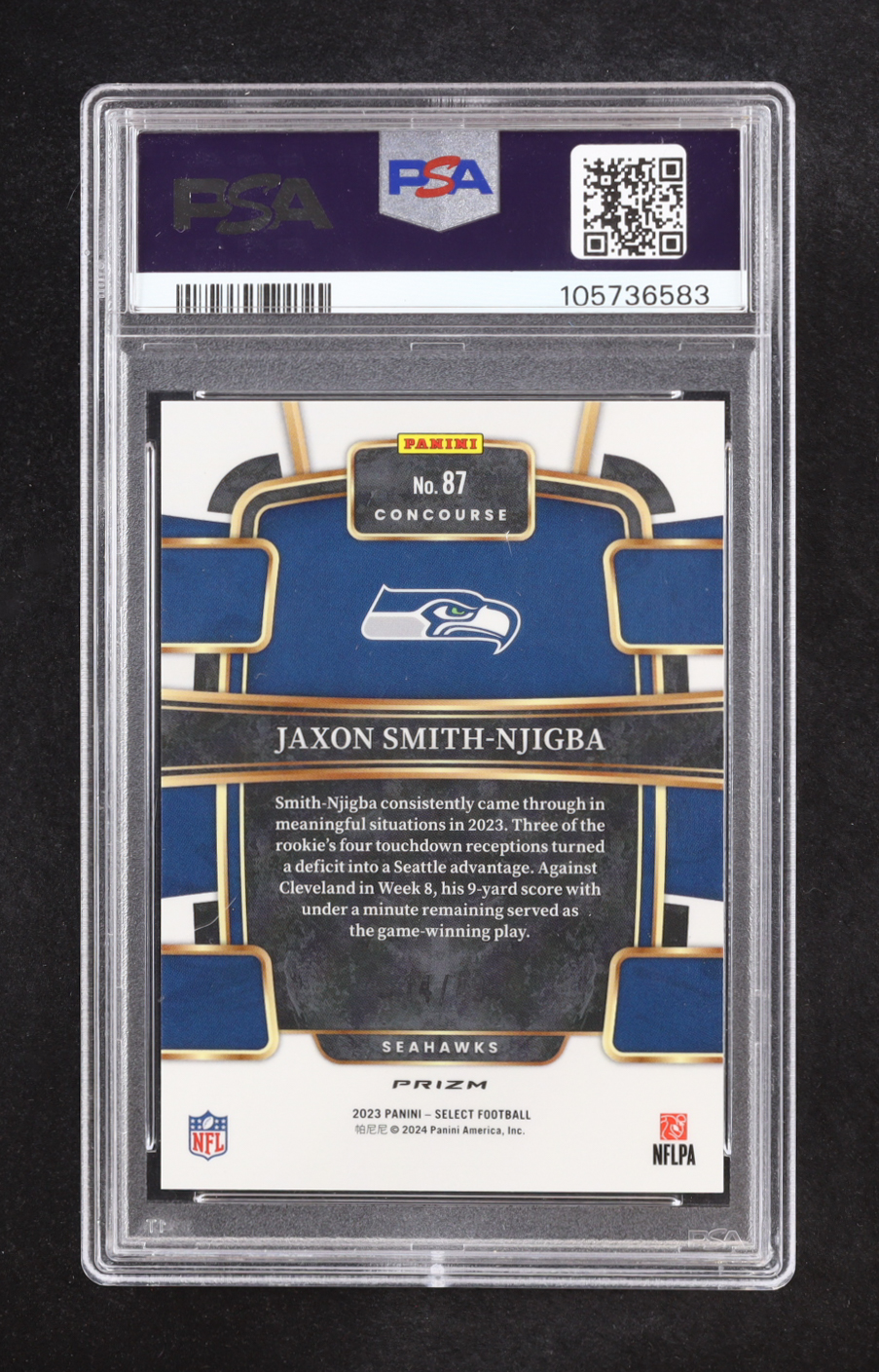 Jaxon Smith-Njigba 2023 Select Prizm Red Disco #87 #14/49 RC (PSA 10) at PristineAuction.com Jaxon Smith-Njigba 2023 Select Prizm Red Disco #87 #14/49 RC (PSA 10) at PristineAuction.com