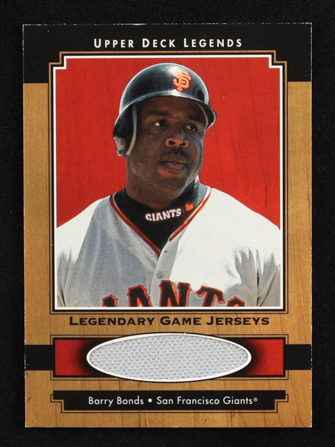 Barry Bonds 2001 Upper Deck Legends Legendary Game Jersey #JBB at PristineAuction.com Barry Bonds 2001 Upper Deck Legends Legendary Game Jersey #JBB at PristineAuction.com