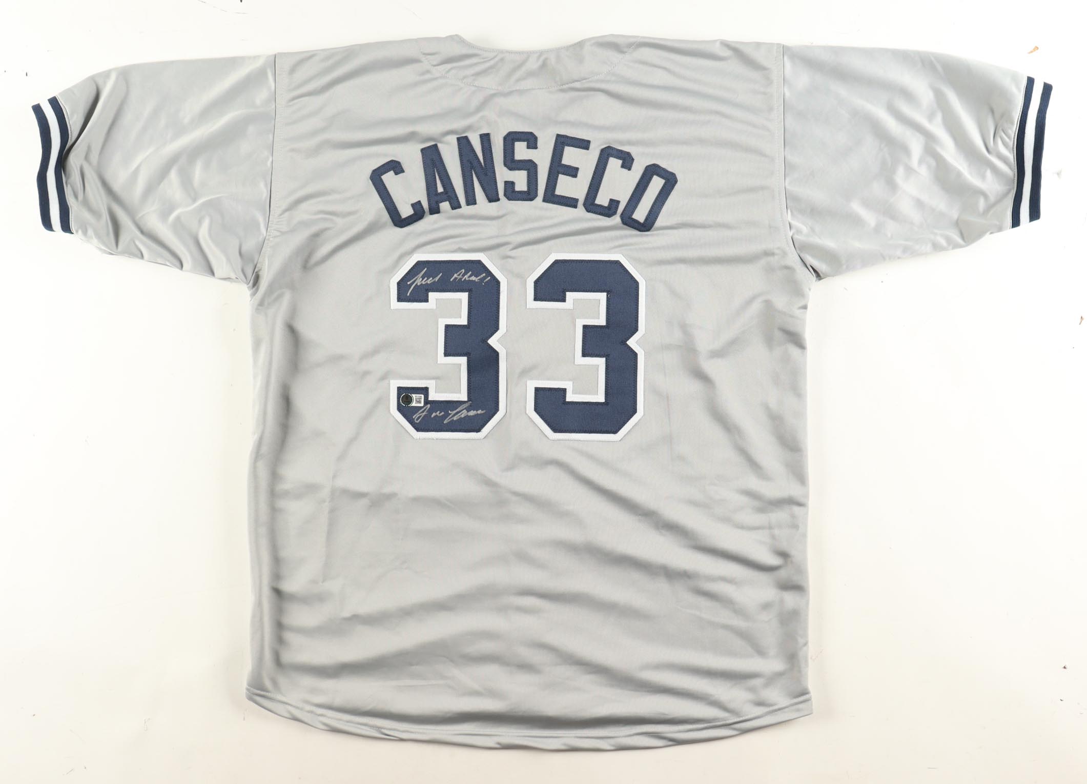 Jose Canseco Signed Jersey Inscribed "F*** ARod!" (Beckett) at PristineAuction.com Jose Canseco Signed Jersey Inscribed "F*** ARod!" (Beckett) at PristineAuction.com