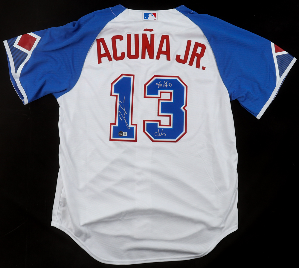 Ronald Acuna Jr. Signed Braves Nike Authentic Jersey Inscribed "40/40 Club" (Beckett) at PristineAuction.com Ronald Acuna Jr. Signed Braves Nike Authentic Jersey Inscribed "40/40 Club" (Beckett) at PristineAuction.com