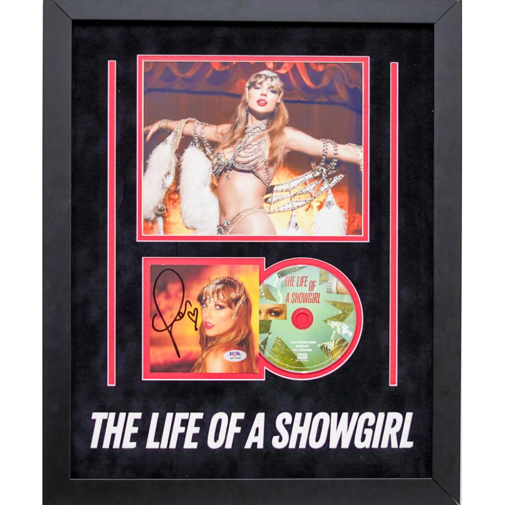 Taylor Swift Signed "The Life of a Showgirl" Custom Framed CD Insert Display (PSA) at PristineAuction.com
