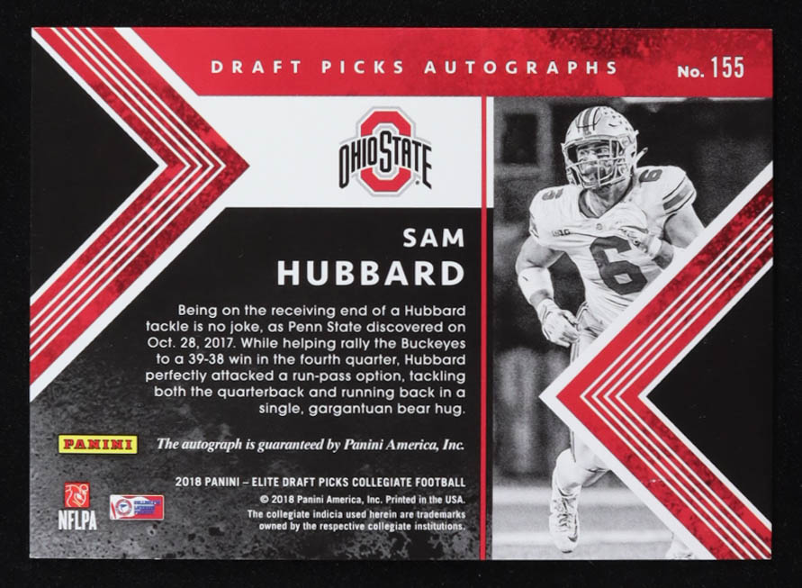 Sam Hubbard 2018 Elite Draft Picks Draft Picks Autographs #155 RC at PristineAuction.com Sam Hubbard 2018 Elite Draft Picks Draft Picks Autographs #155 RC at PristineAuction.com