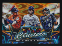 Jeremy Pena / Bobby Witt Jr. / Julio Rodriguez 2023 Topps Cosmic Chrome Star Clusters Orange Galactic Refractors #SC10 #5/25 at PristineAuction.com