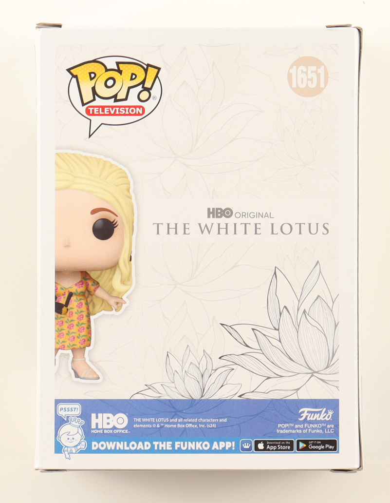 Jennifer Coolidge Signed "The White Lotus" #1651 Tanya McQuoid Funko Pop! Vinyl Figure (ACOA) at PristineAuction.com Jennifer Coolidge Signed "The White Lotus" #1651 Tanya McQuoid Funko Pop! Vinyl Figure (ACOA) at PristineAuction.com