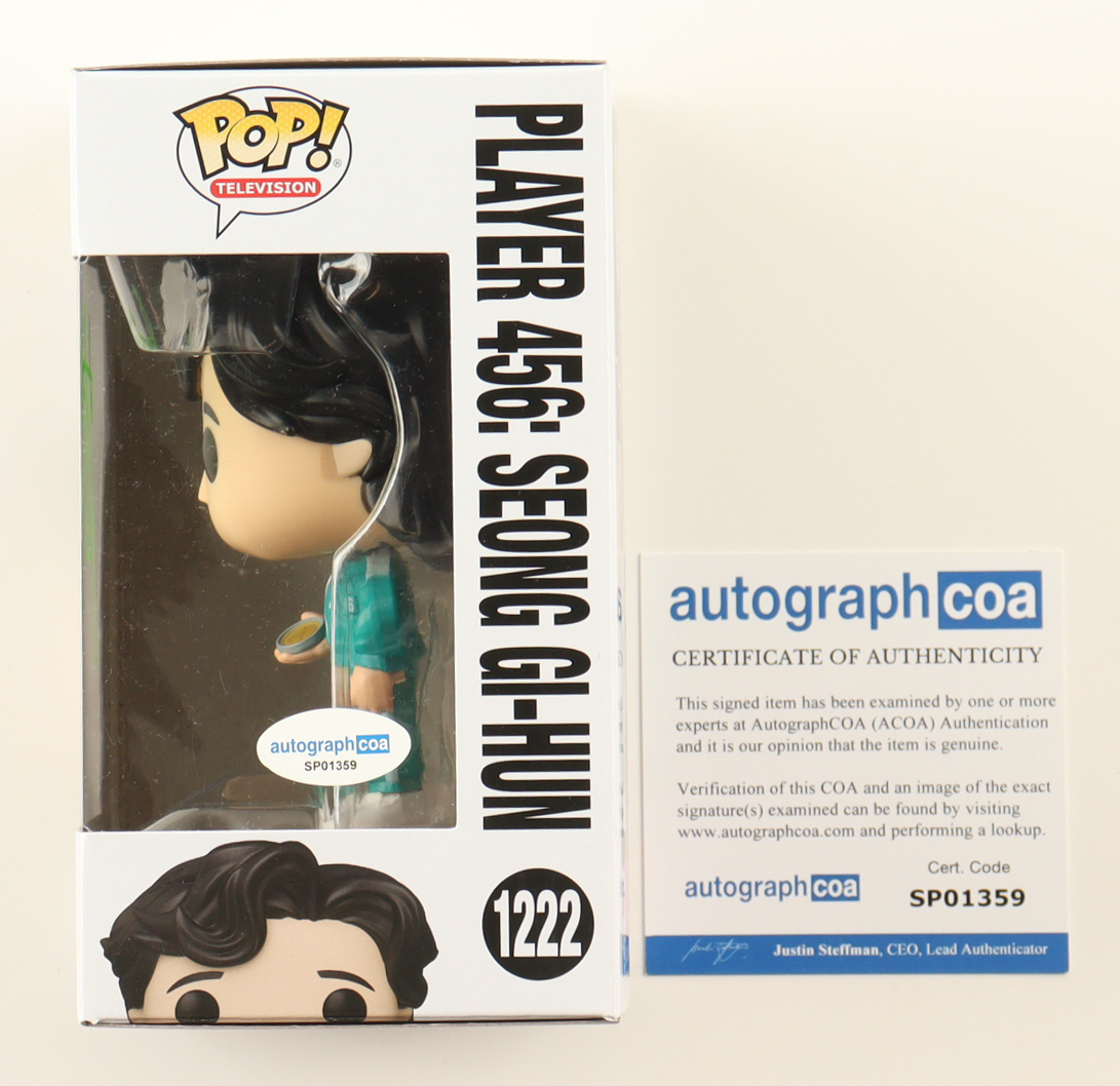 Lee Jung-Jae Signed "Squid Game" #1222 Player 456: Seong Gi-Hun Funko Pop! Vinyl Figure (PSA) at PristineAuction.com Lee Jung-Jae Signed "Squid Game" #1222 Player 456: Seong Gi-Hun Funko Pop! Vinyl Figure (PSA) at PristineAuction.com