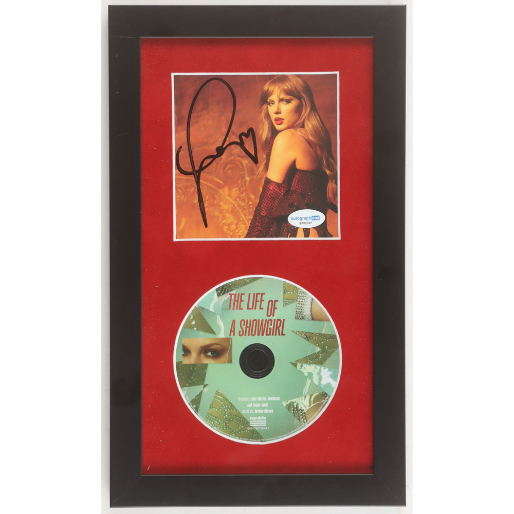 Taylor Swift Signed "The Life of a Showgirl" Custom Framed CD Insert Display (ACOA) at PristineAuction.com