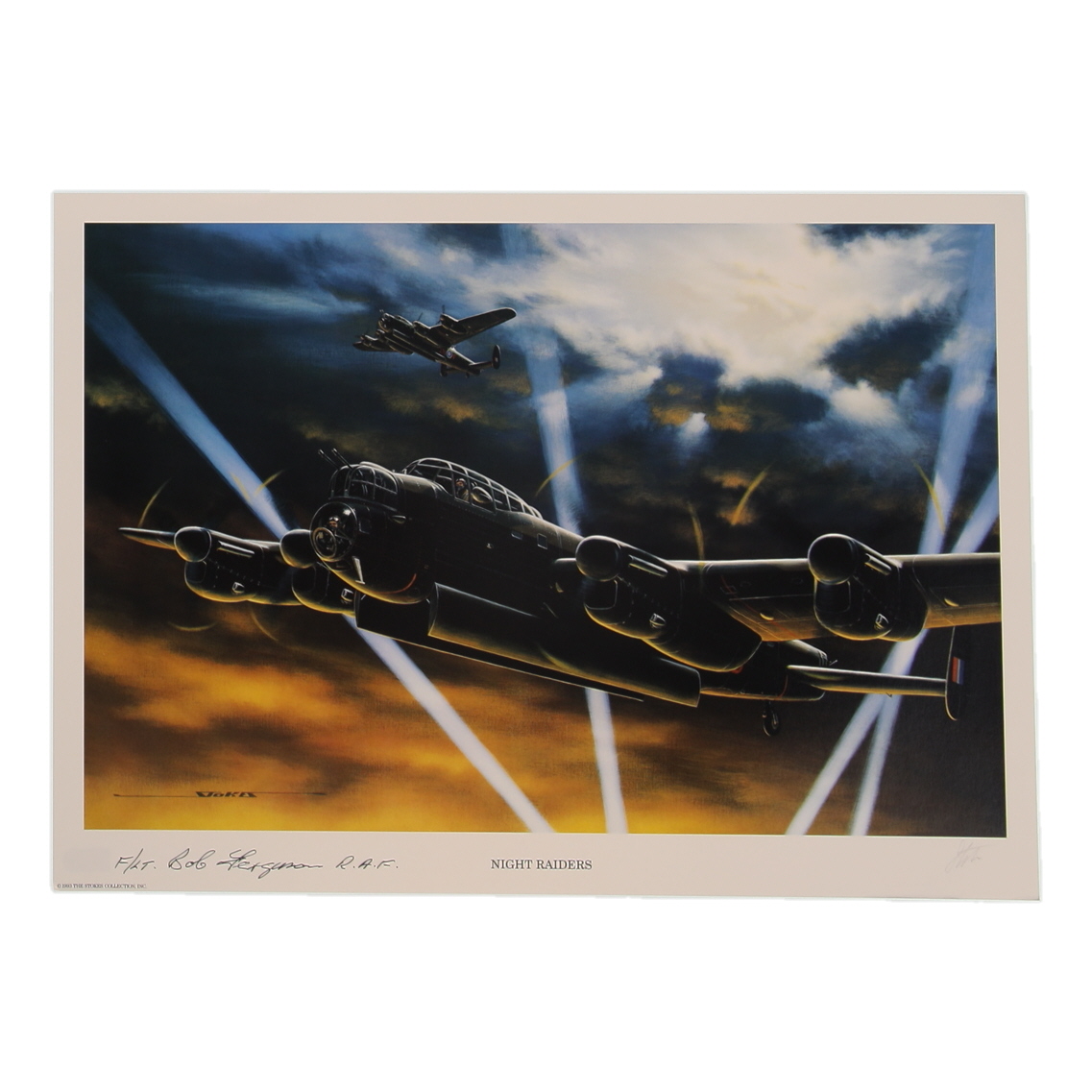 Robert Ferguson Signed Stan Stokes "Night Raiders" Lithograph Inscribed "F/LT" & "R.A.F." (AIV) at PristineAuction.com Robert Ferguson Signed Stan Stokes "Night Raiders" Lithograph Inscribed "F/LT" & "R.A.F." (AIV) at PristineAuction.com