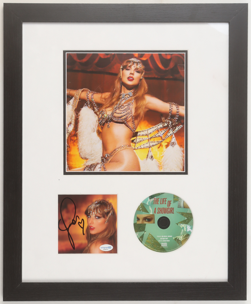 Taylor Swift Signed "The Life of a Showgirl" Custom Framed CD Insert Display (ACOA) at PristineAuction.com Taylor Swift Signed "The Life of a Showgirl" Custom Framed CD Insert Display (ACOA) at PristineAuction.com
