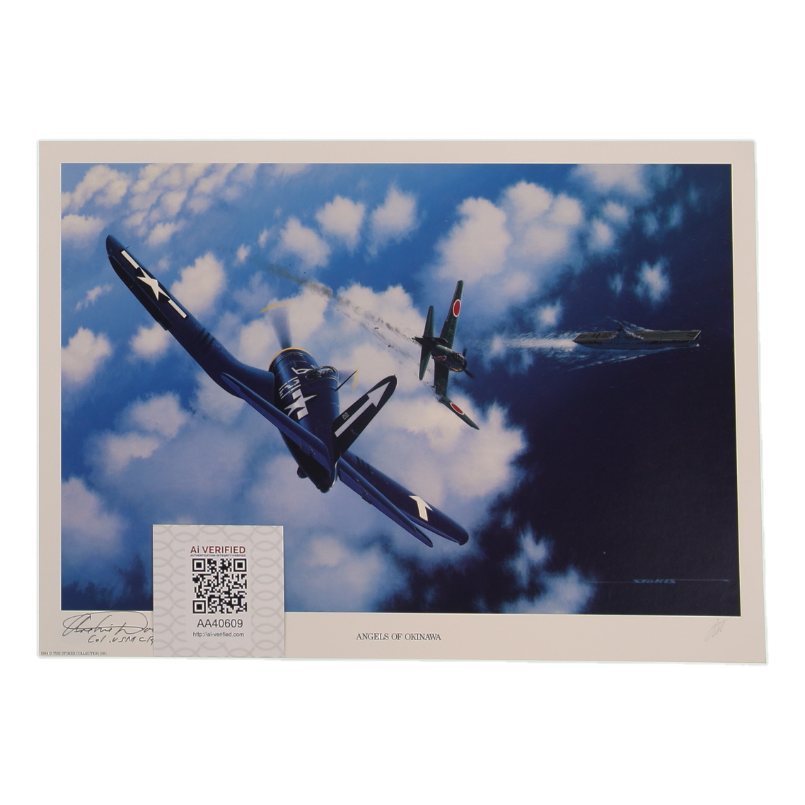 Archie Donahue Signed Stan Stokes "Angels Of Okinawa" Lithograph Inscribed "Col. USMC R" (AIV) at PristineAuction.com Archie Donahue Signed Stan Stokes "Angels Of Okinawa" Lithograph Inscribed "Col. USMC R" (AIV) at PristineAuction.com