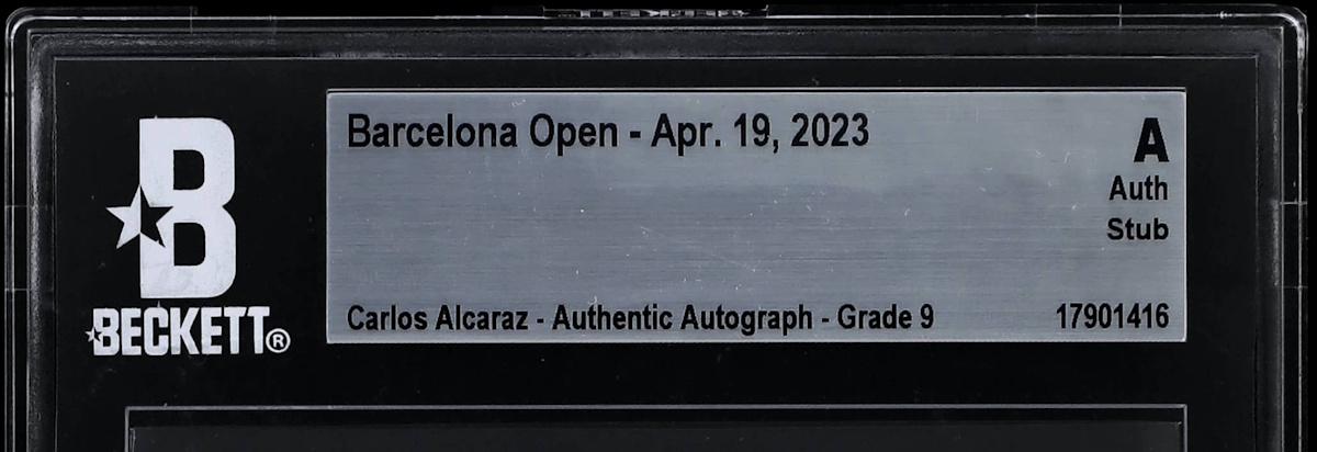 Carlos Alcaraz Signed Barcelona Open Ticket (BGS | Auto 9) at PristineAuction.com Carlos Alcaraz Signed Barcelona Open Ticket (BGS | Auto 9) at PristineAuction.com