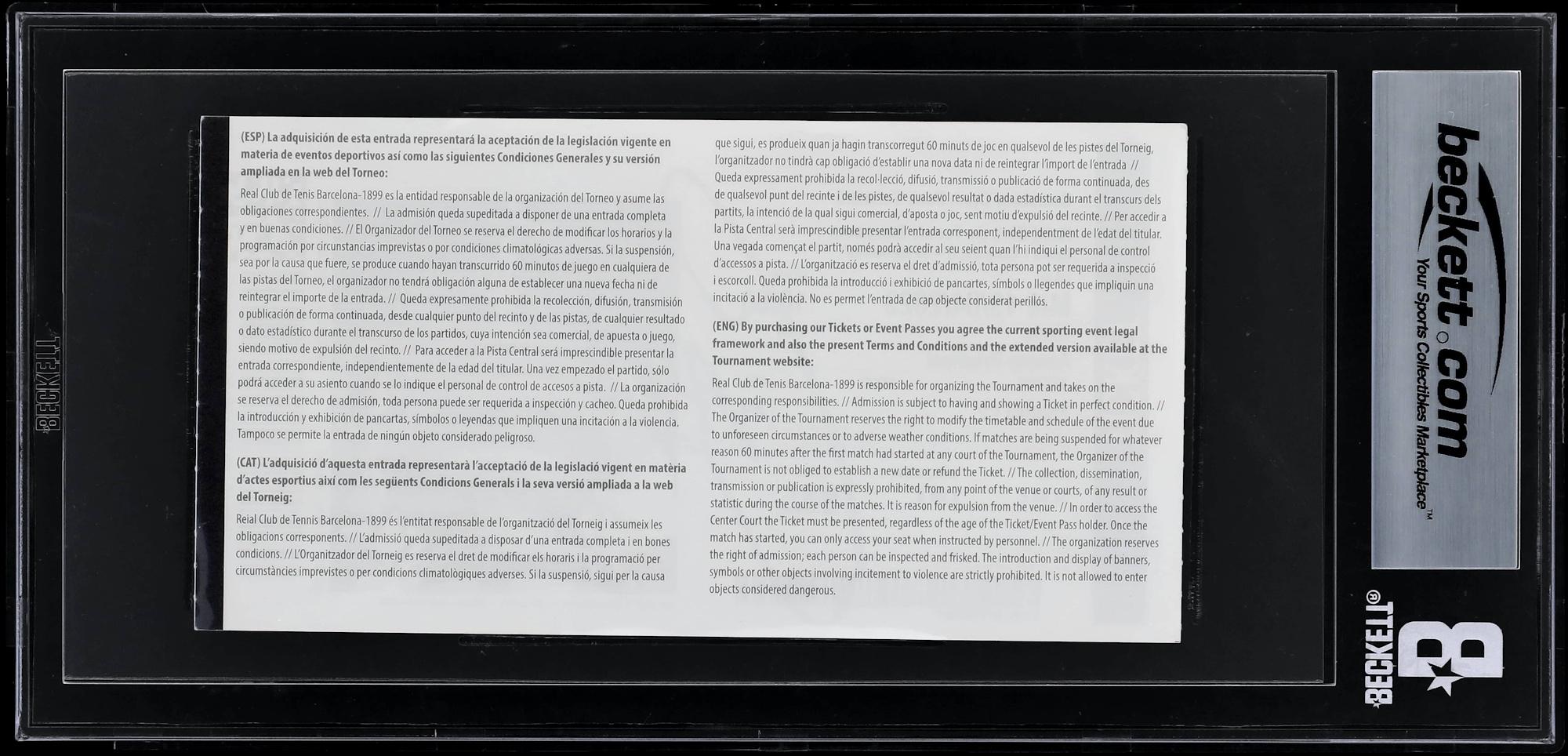 Carlos Alcaraz Signed Barcelona Open Ticket (BGS | Auto 9) at PristineAuction.com Carlos Alcaraz Signed Barcelona Open Ticket (BGS | Auto 9) at PristineAuction.com