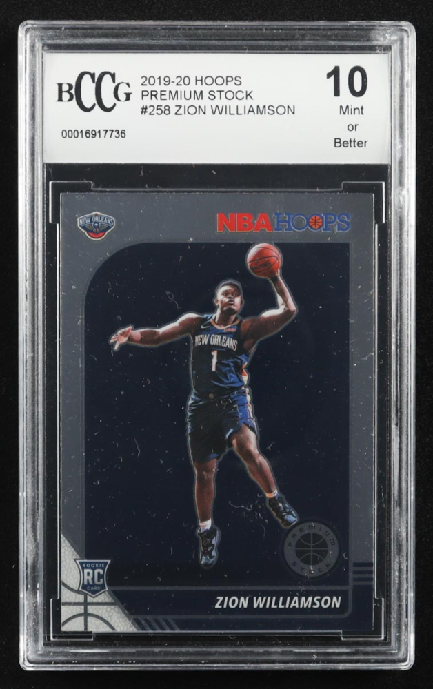 Zion Williamson 2019-20 Hoops Premium Stock #258 RC (BCCG 10)