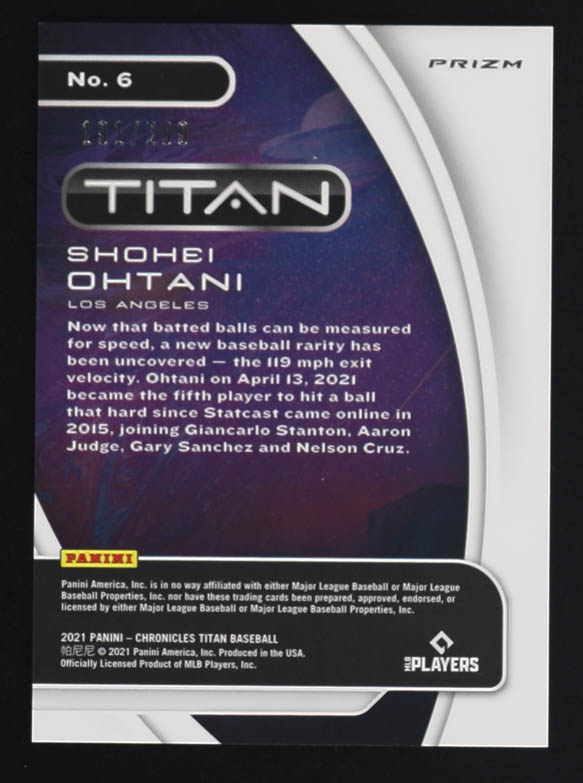 Shohei Ohtani 2021 Panini Titan Hyper #6 #191/299 at PristineAuction.com Shohei Ohtani 2021 Panini Titan Hyper #6 #191/299 at PristineAuction.com