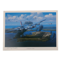 John "Davy" Crockett Signed Stan Stokes "Flying Into A War" Lithograph (AIV) at PristineAuction.com
