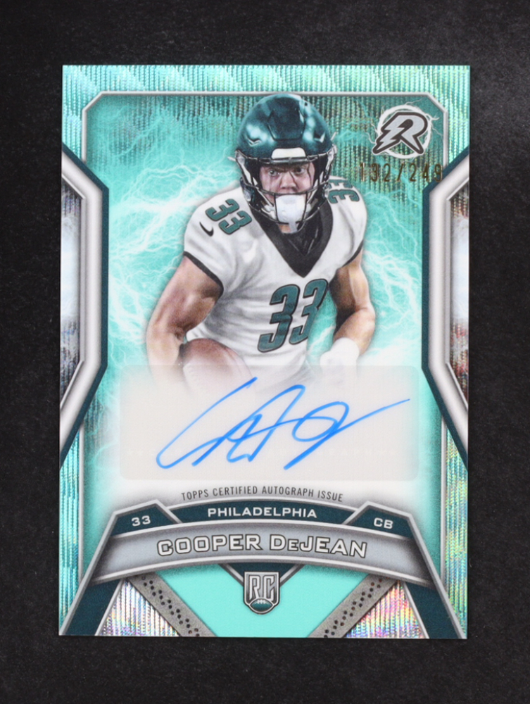 Cooper DeJean 2024 Topps Resurgence Resurgence Rookie Signatures Aqua Surge #RRSCD EXCH RC #132/249
