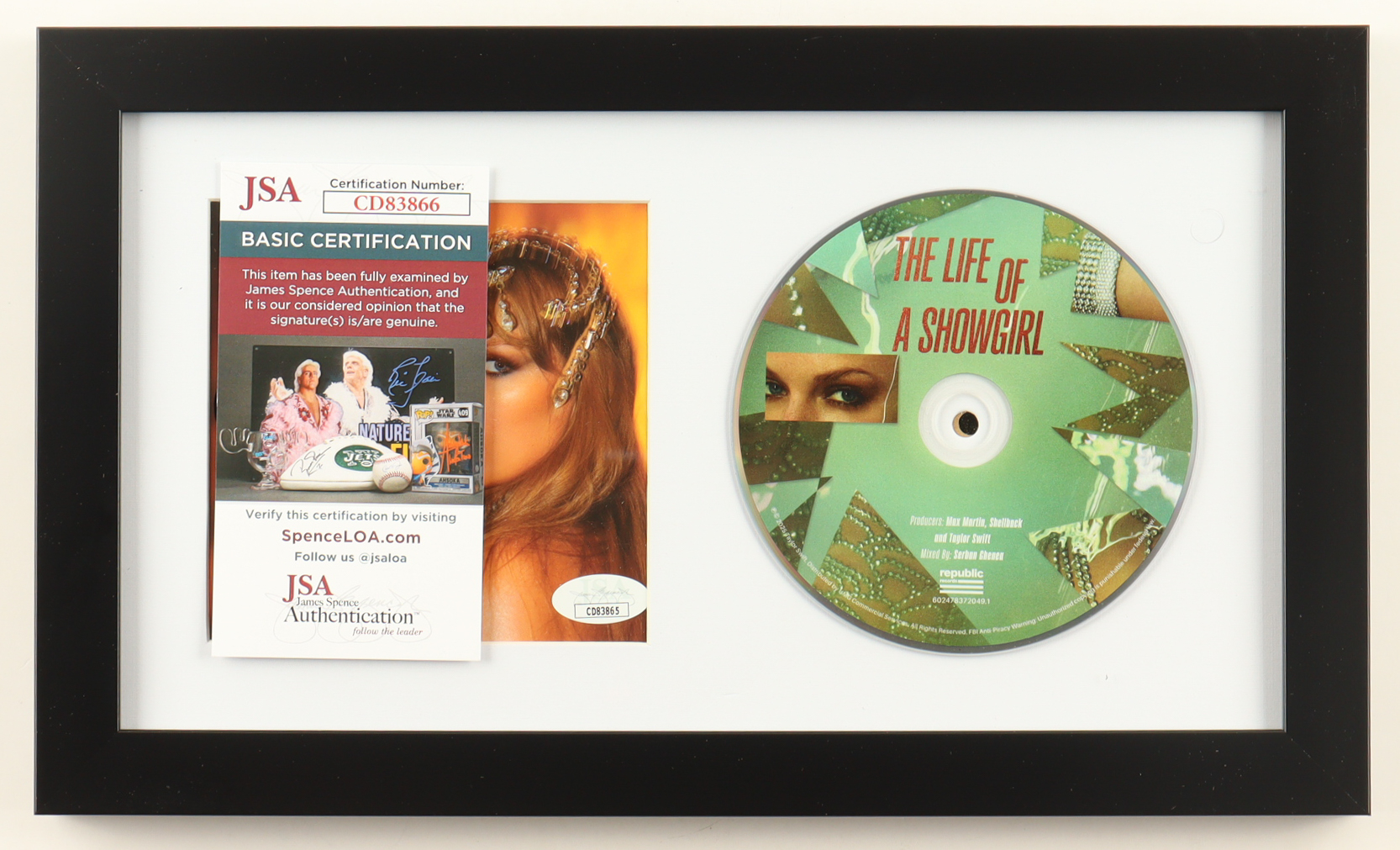 Taylor Swift Signed Custom Framed "The Life of a Showgirl" CD Album Insert Display with Disc (JSA) at PristineAuction.com Taylor Swift Signed Custom Framed "The Life of a Showgirl" CD Album Insert Display with Disc (JSA) at PristineAuction.com