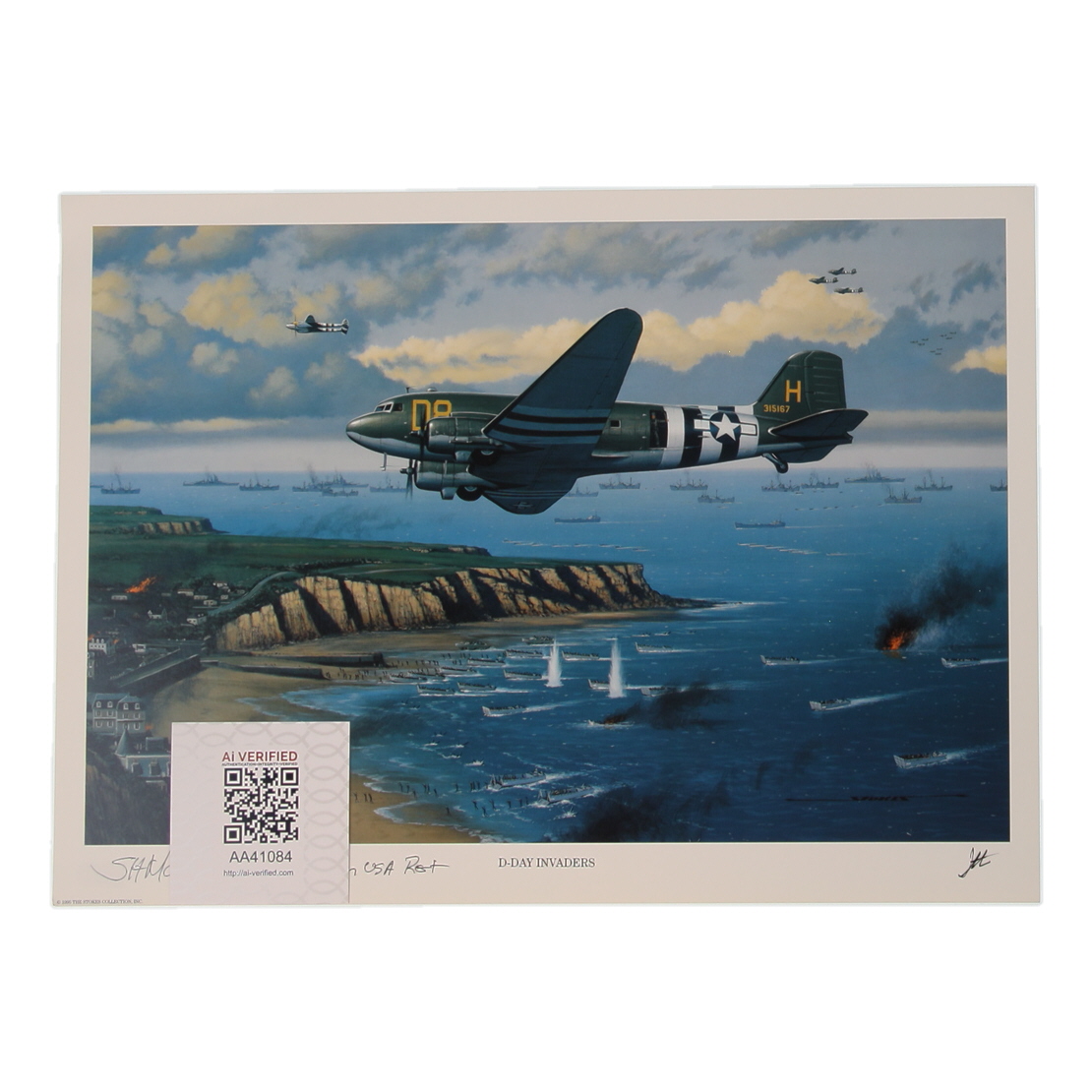 S.H. Matt Matheson Signed Stan Stokes "D-Day Invaders" Lithograph Inscribed "Maj Gen USA Ret" (AIV) at PristineAuction.com S.H. Matt Matheson Signed Stan Stokes "D-Day Invaders" Lithograph Inscribed "Maj Gen USA Ret" (AIV) at PristineAuction.com