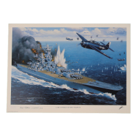 William Webb Patterson Signed Stan Stokes "Last Voyage Of The Yamato" Lithograph Inscribed "LT (JG) USNR VT-9" (AIV) at PristineAuction.com