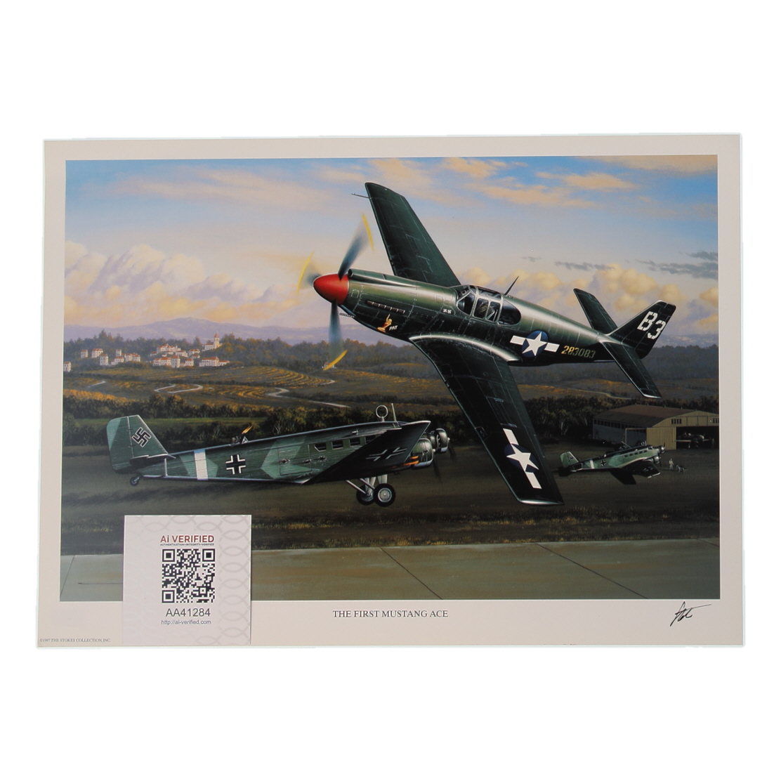 Michael T. Russo Signed Stan Stokes "The First Mustang Ace" Lithograph (AIV) at PristineAuction.com Michael T. Russo Signed Stan Stokes "The First Mustang Ace" Lithograph (AIV) at PristineAuction.com