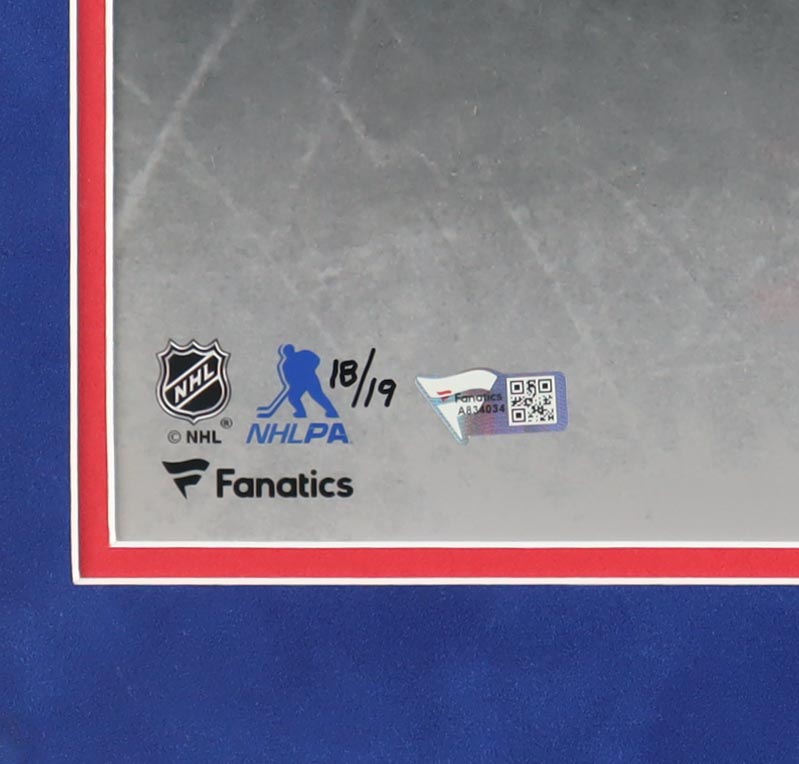 Mika Zibanejad Signed Rangers Custom Framed Photo Display Inscribed "1st NYR Hat Trick 1/31/19" (Fanatics) at PristineAuction.com Mika Zibanejad Signed Rangers Custom Framed Photo Display Inscribed "1st NYR Hat Trick 1/31/19" (Fanatics) at PristineAuction.com