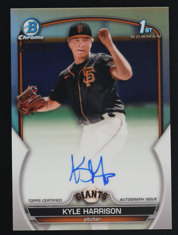 Kyle Harrison 2023 Bowman Chrome Prospect Autographs Refractors #CPA-KH #10/499 RC at PristineAuction.com Kyle Harrison 2023 Bowman Chrome Prospect Autographs Refractors #CPA-KH #10/499 RC at PristineAuction.com
