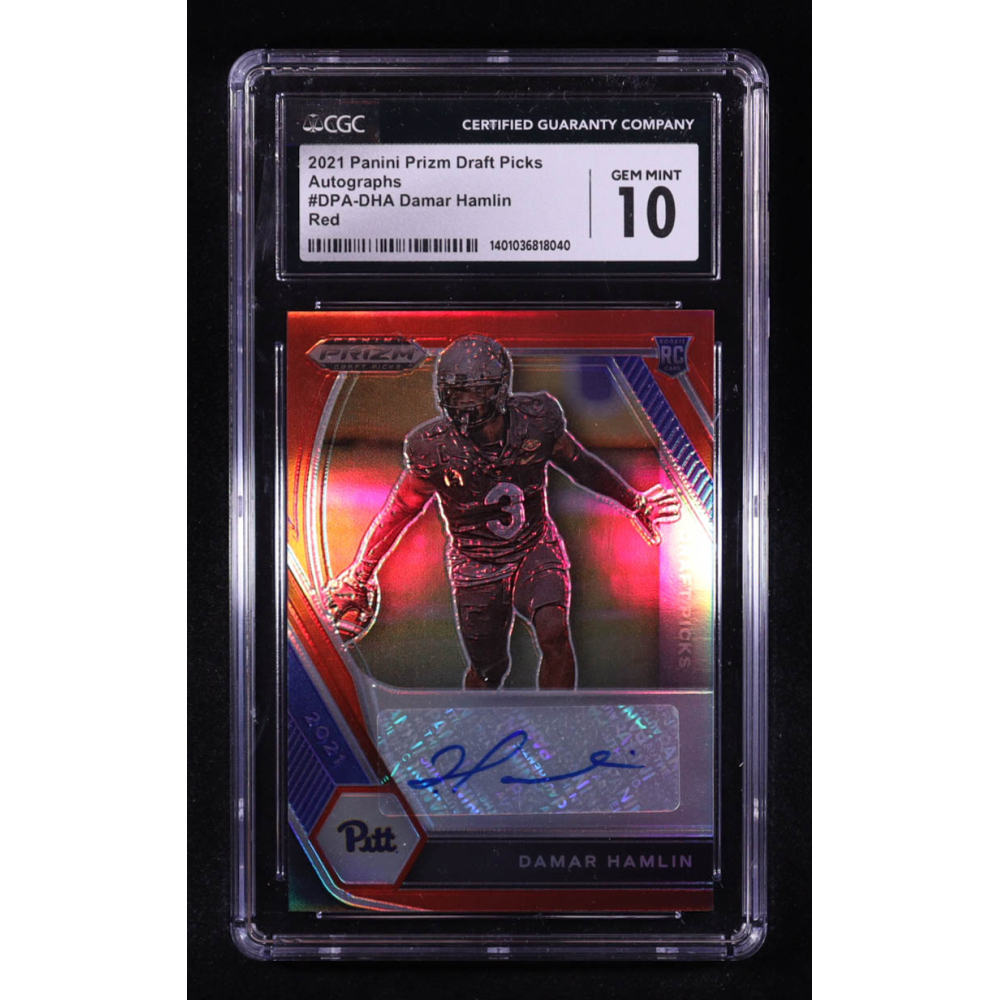 Damar Hamlin 2021 Panini Prizm Draft Picks Autographs Prizms Red #288 RC #162/199 (CGC 10 | Autograph Graded 10) at PristineAuction.com