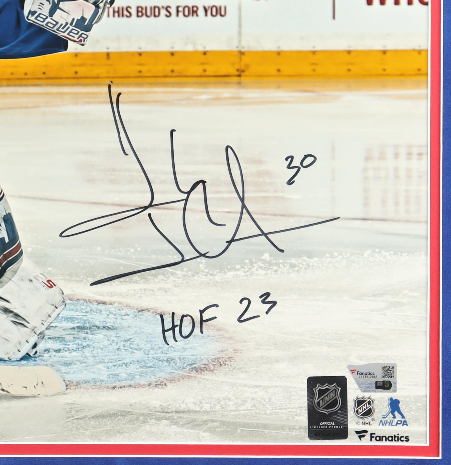 Henrik Lundqvist Signed Rangers Lithograph Display Inscribed "HOF 23" (Fanatics) at PristineAuction.com Henrik Lundqvist Signed Rangers Lithograph Display Inscribed "HOF 23" (Fanatics) at PristineAuction.com
