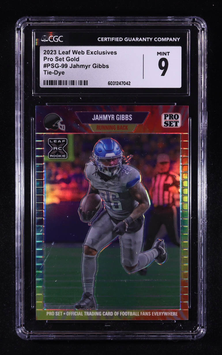 Jahmyr Gibbs 2023 Leaf Web Exclusives Pro Set Rainbow #PSG99 RC #5/5 (CGC 9) at PristineAuction.com Jahmyr Gibbs 2023 Leaf Web Exclusives Pro Set Rainbow #PSG99 RC #5/5 (CGC 9) at PristineAuction.com