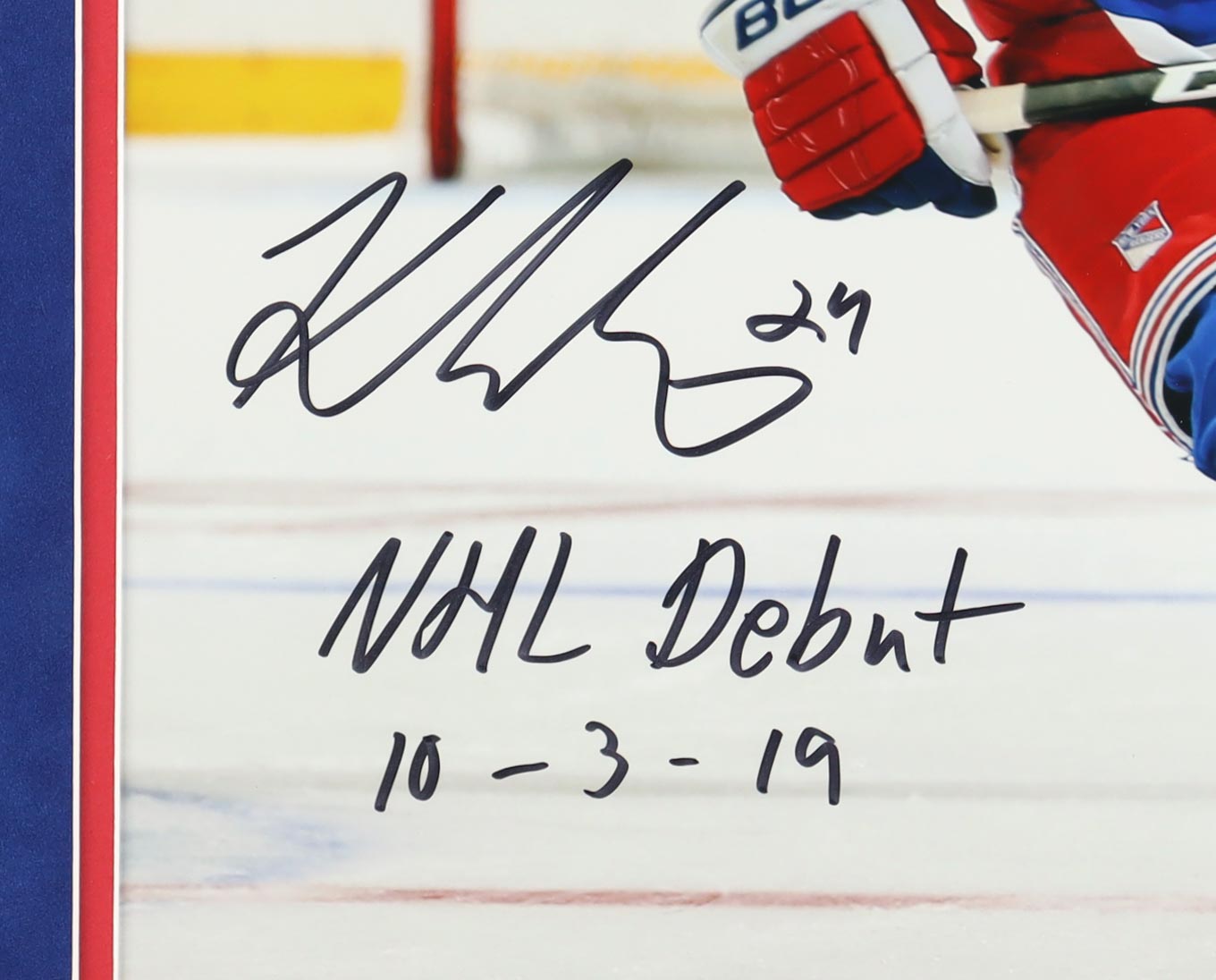 Kaapo Kakko Signed Rangers Custom Framed Photo Display Inscribed "NHL Debut 10-3-19" (Fanatics) at PristineAuction.com Kaapo Kakko Signed Rangers Custom Framed Photo Display Inscribed "NHL Debut 10-3-19" (Fanatics) at PristineAuction.com