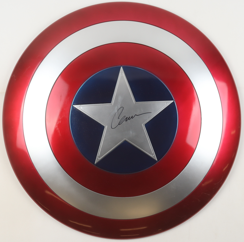 Chris Evans Signed "Captain America" Marvel Full-Size Shield (Beckett & Fanatics) at PristineAuction.com Chris Evans Signed "Captain America" Marvel Full-Size Shield (Beckett & Fanatics) at PristineAuction.com