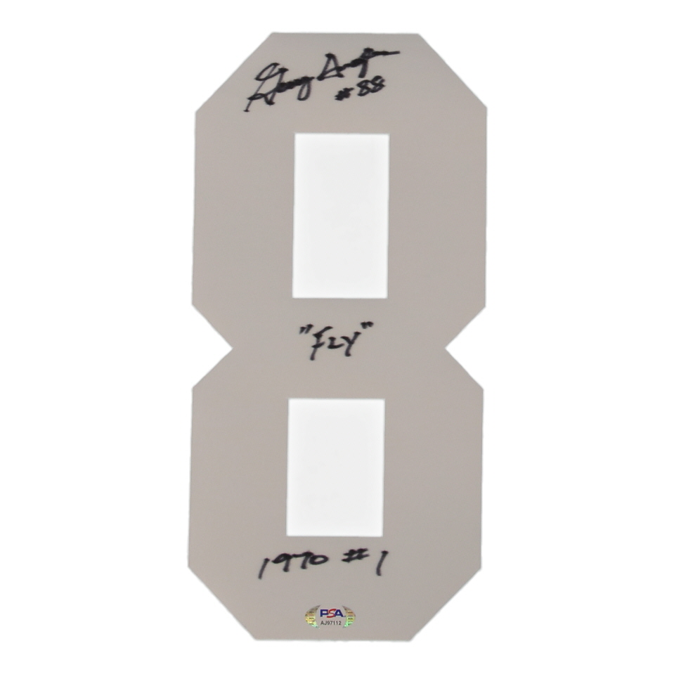 Guy Ingles Signed Jersey Number "8" Patch Inscribed "Fly" & "1970 #1" (PSA) at PristineAuction.com Guy Ingles Signed Jersey Number "8" Patch Inscribed "Fly" & "1970 #1" (PSA) at PristineAuction.com