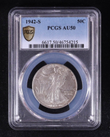 1942-S Walking Liberty Silver 50C Half Dollar - Gold Shield (PCGS AU50) at PristineAuction.com