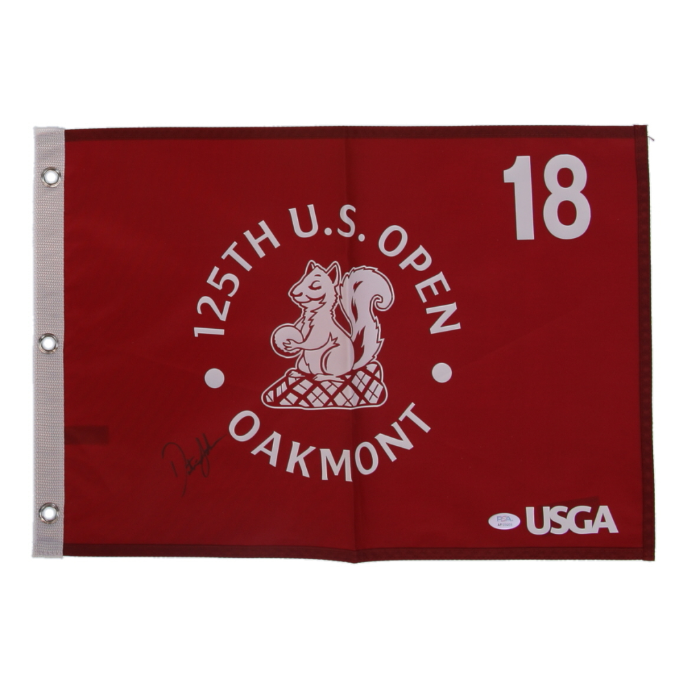 Dustin Johnson Signed 125th U.S. Open Oakmont Pin Flag (PSA) at PristineAuction.com