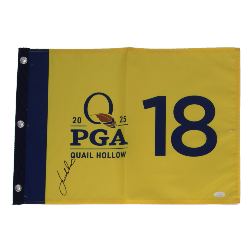 Jordan Spieth Signed 2025 PGA Quail Hollow Golf Pin Flag (JSA) at PristineAuction.com