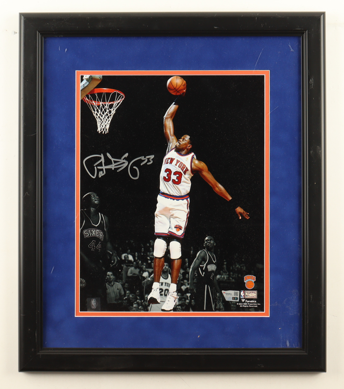 Patrick Ewing Signed Knicks Custom Framed Photo Display (Fanatics) at PristineAuction.com Patrick Ewing Signed Knicks Custom Framed Photo Display (Fanatics) at PristineAuction.com