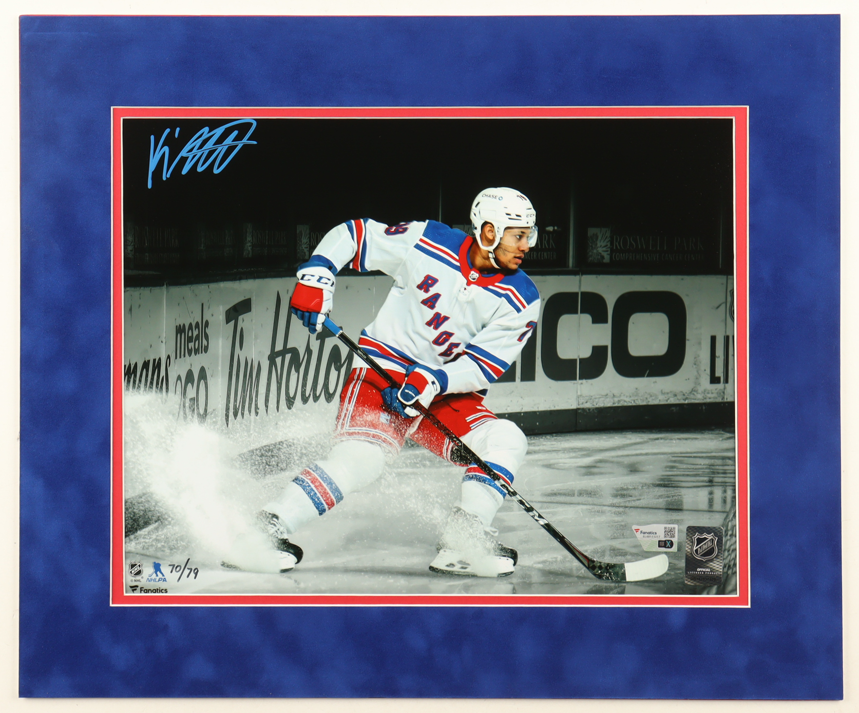 K'Andre Miller Signed LE Rangers Lithograph Display #70/79 (Fanatics) at PristineAuction.com K'Andre Miller Signed LE Rangers Lithograph Display #70/79 (Fanatics) at PristineAuction.com