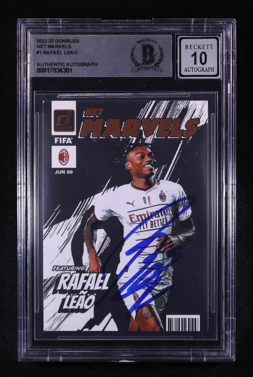 Rafael Leao Signed 2022-23 Donruss Net Marvels #1 (Beckett | Auto Grade Beckett 10) at PristineAuction.com Rafael Leao Signed 2022-23 Donruss Net Marvels #1 (Beckett | Auto Grade Beckett 10) at PristineAuction.com