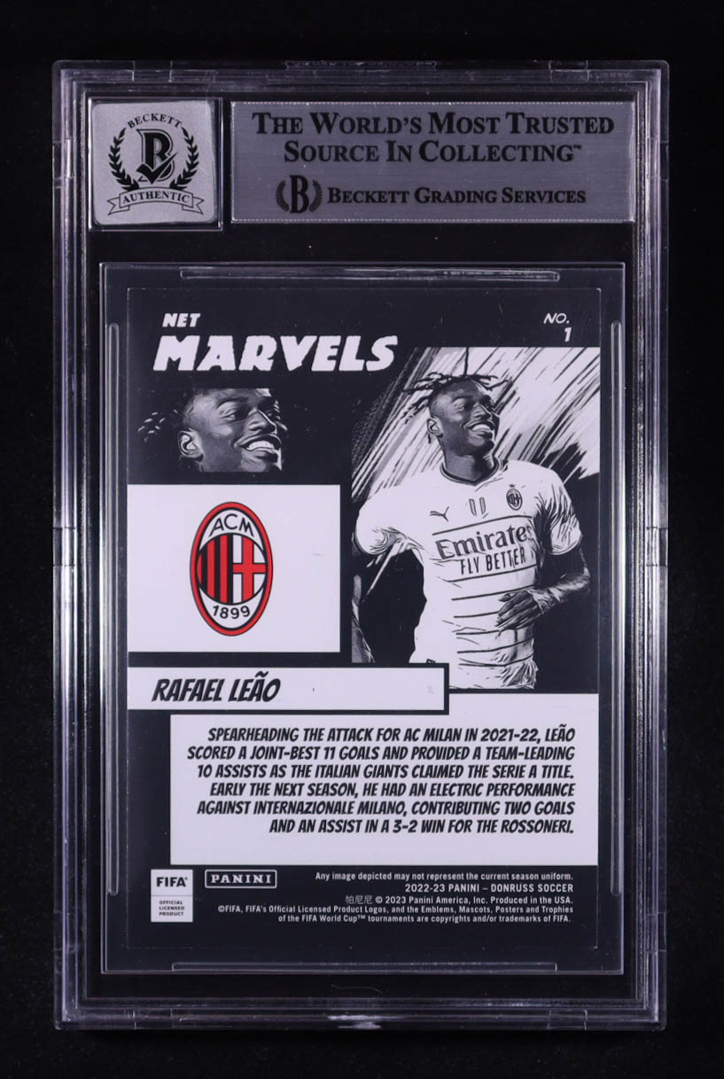 Rafael Leao Signed 2022-23 Donruss Net Marvels #1 (Beckett | Auto Grade Beckett 10) at PristineAuction.com Rafael Leao Signed 2022-23 Donruss Net Marvels #1 (Beckett | Auto Grade Beckett 10) at PristineAuction.com