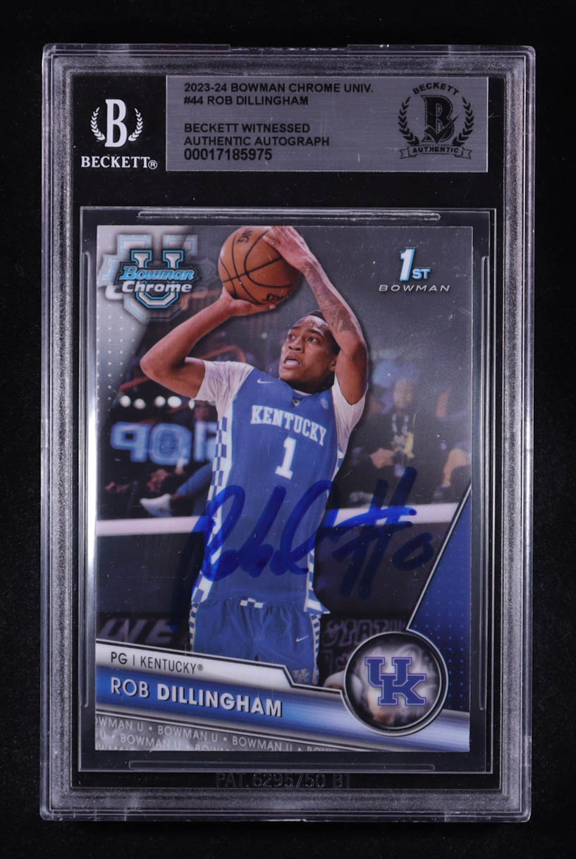 Rob Dillingham Signed 2023-24 Bowman Chrome University #44 RC (Beckett) at PristineAuction.com Rob Dillingham Signed 2023-24 Bowman Chrome University #44 RC (Beckett) at PristineAuction.com