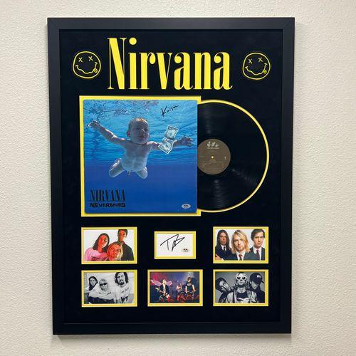 Dave Grohl & Krist Novoselic Signed Nirvana "Nevermind" Custom Framed Vinyl Album Cover (PSA) at PristineAuction.com Dave Grohl & Krist Novoselic Signed Nirvana "Nevermind" Custom Framed Vinyl Album Cover (PSA) at PristineAuction.com