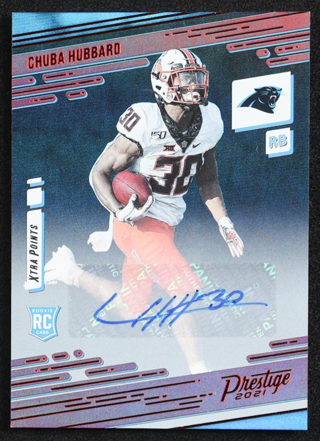 Chuba Hubbard 2021 Prestige Xtra Points Autographs Red #241 RC at PristineAuction.com Chuba Hubbard 2021 Prestige Xtra Points Autographs Red #241 RC at PristineAuction.com