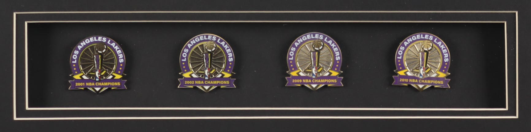 Kobe Bryant Custom Framed Jersey Display with (4) Championship Pins at PristineAuction.com Kobe Bryant Custom Framed Jersey Display with (4) Championship Pins at PristineAuction.com