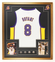 Kobe Bryant Custom Framed Jersey Display with (4) Championship Pins at PristineAuction.com
