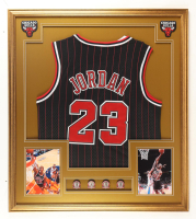 Michael Jordan Custom Framed Jersey Display With (4) Champion Pins at PristineAuction.com