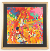 Magic Johnson & Larry Bird Signed Custom Framed Leroy Neiman Art Print Display (PSA & Beckett) at PristineAuction.com