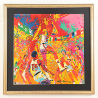 Magic Johnson & Larry Bird Signed Custom Framed Leroy Neiman Art Print Display (PSA & Beckett) at PristineAuction.com