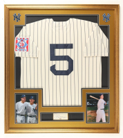 Joe DiMaggio Signed Custom Framed Cut Display with Jersey (PSA) at PristineAuction.com