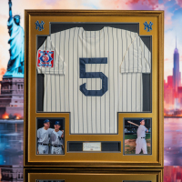 Joe DiMaggio Signed Custom Framed Cut Display with Jersey (PSA) at PristineAuction.com