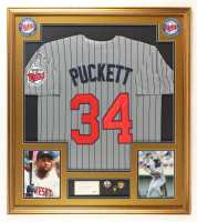 Kirby Puckett Signed Custom Framed Cut Display with Jersey with (3) Pins (PSA) at PristineAuction.com