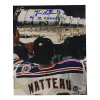 Stephane Matteau Signed Rangers 8x10 Photo Inscribed "94 SC Champs" (Beckett) at PristineAuction.com